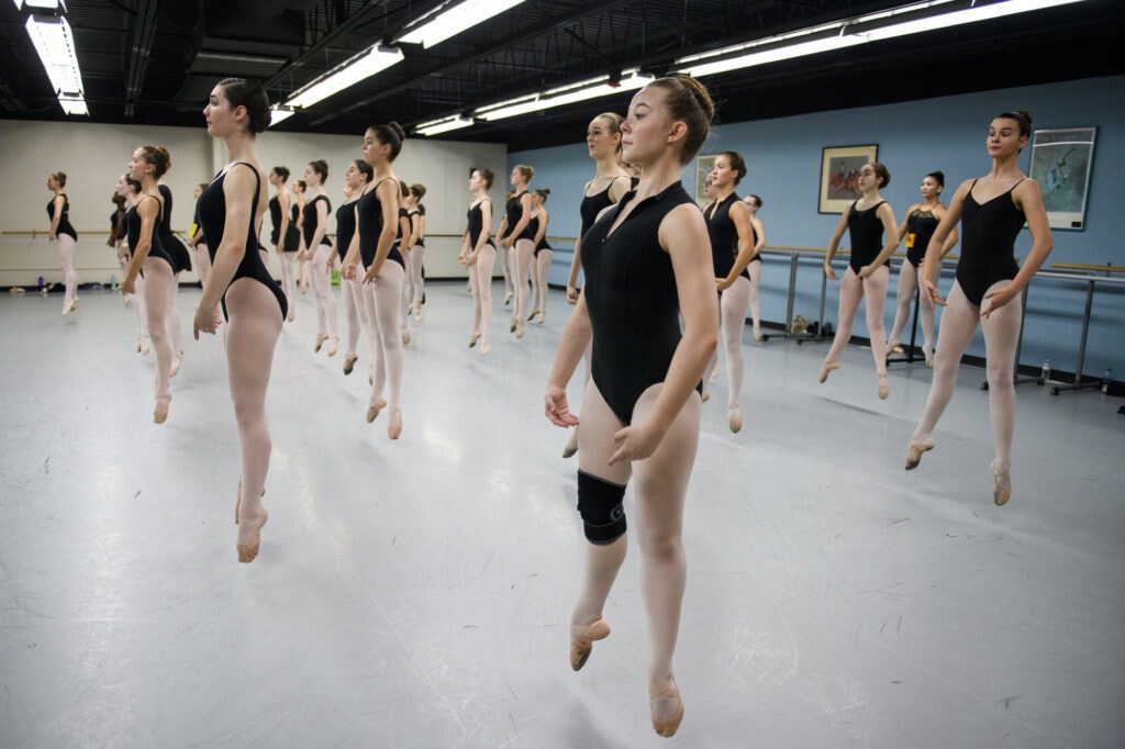 A dance class inside Brenau East Campus 