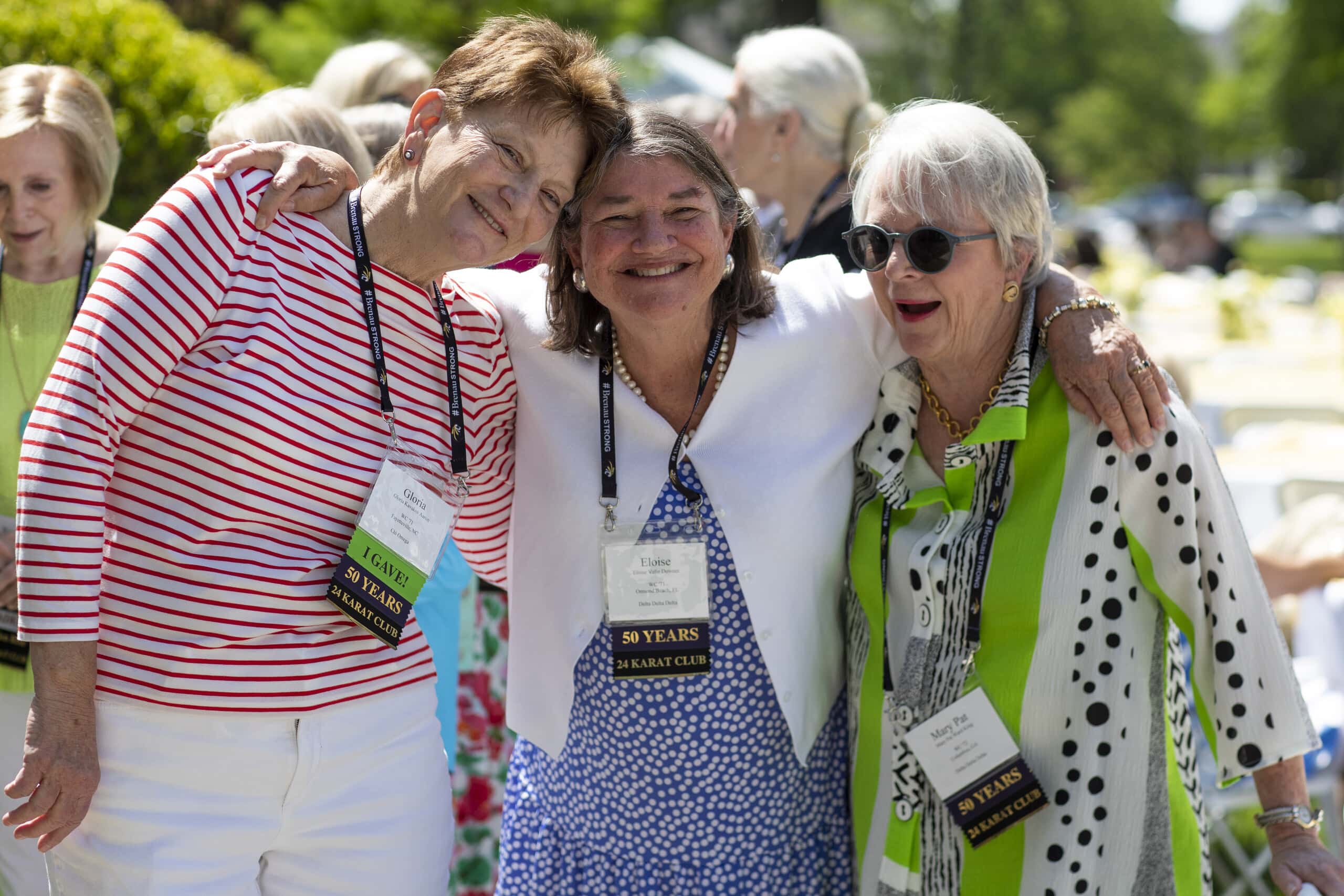 Three Brenau alumnae pose together for a photo at Alumni Reunion Weekend 2022.