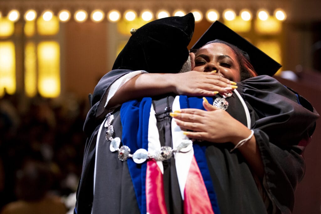 President Skleder embraces Brenau graduate