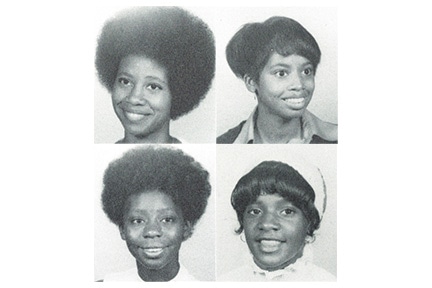 Yearbook photos of four young Black women