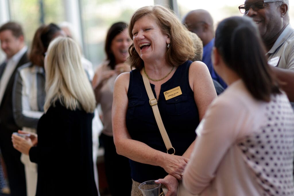 Barbara Wilson laughs at a Brenau event.
