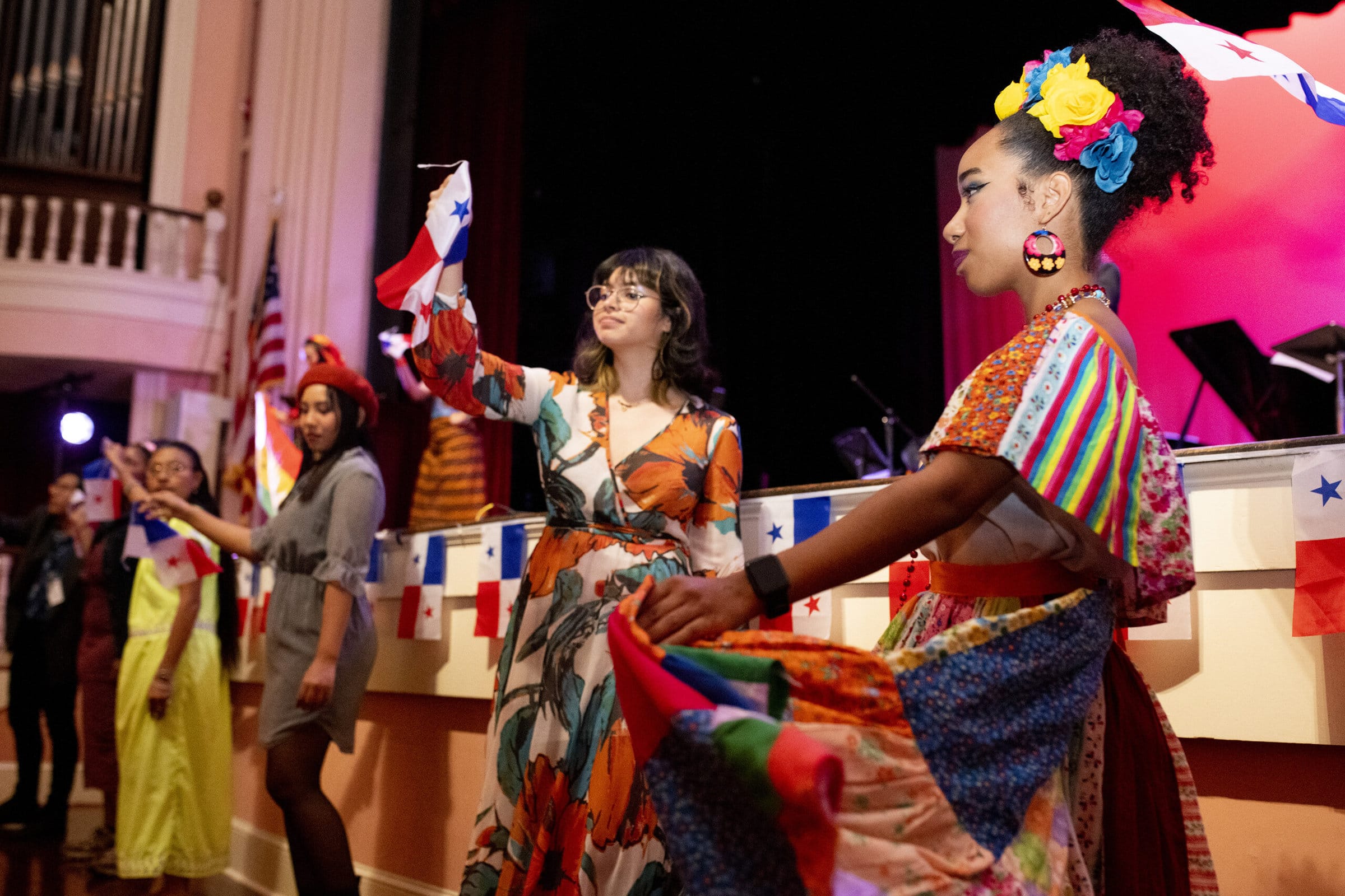 Students dancing at the Panamanian Spring celebration
