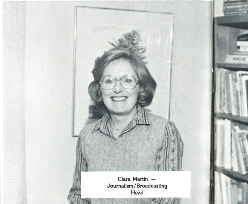 A black and white photo of Clara Martin.