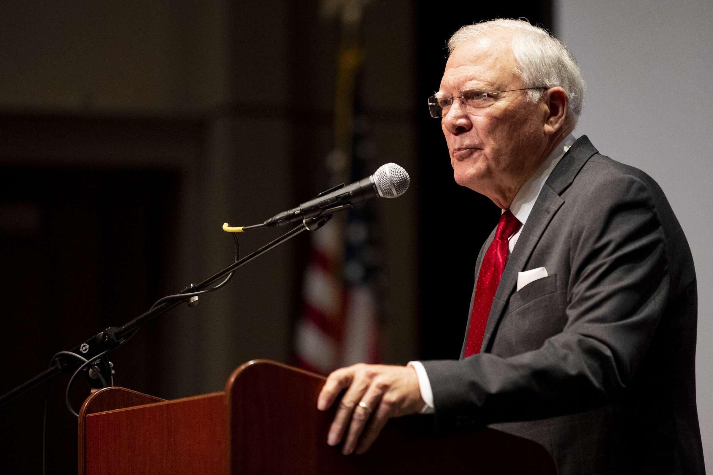 Former Georgia Gov. Nathan Deal at a podium