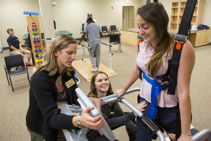 Student in a physical therapy lab