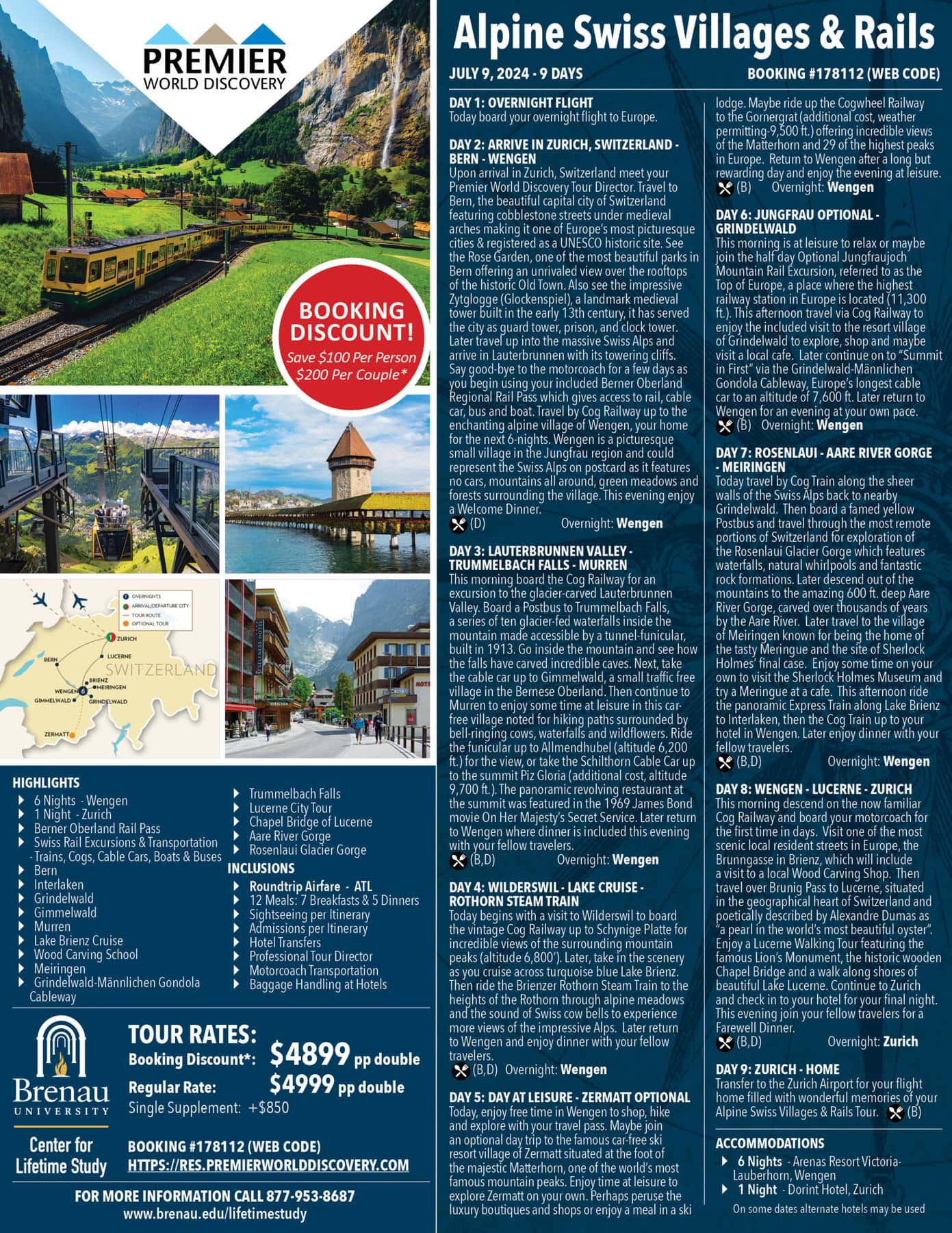 Alpine Swiss Villages & Rails Trip Flyer