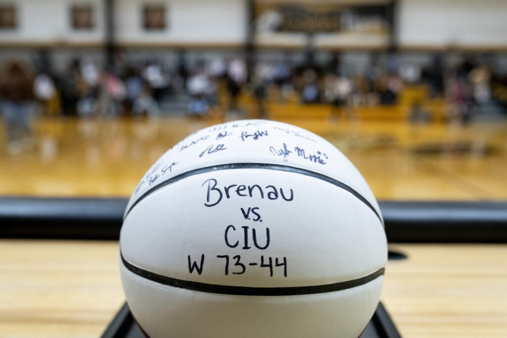 A game ball, presented to the Schraders with thanks