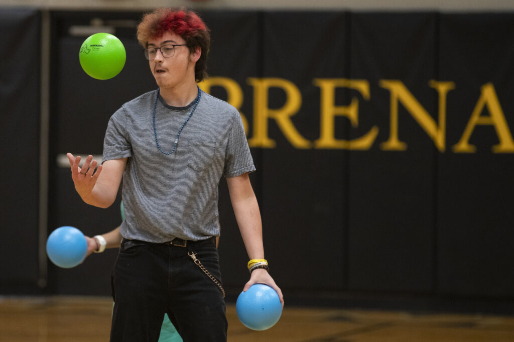 Student with a dodgeball