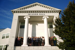 Trustees in front of Skleder Hall