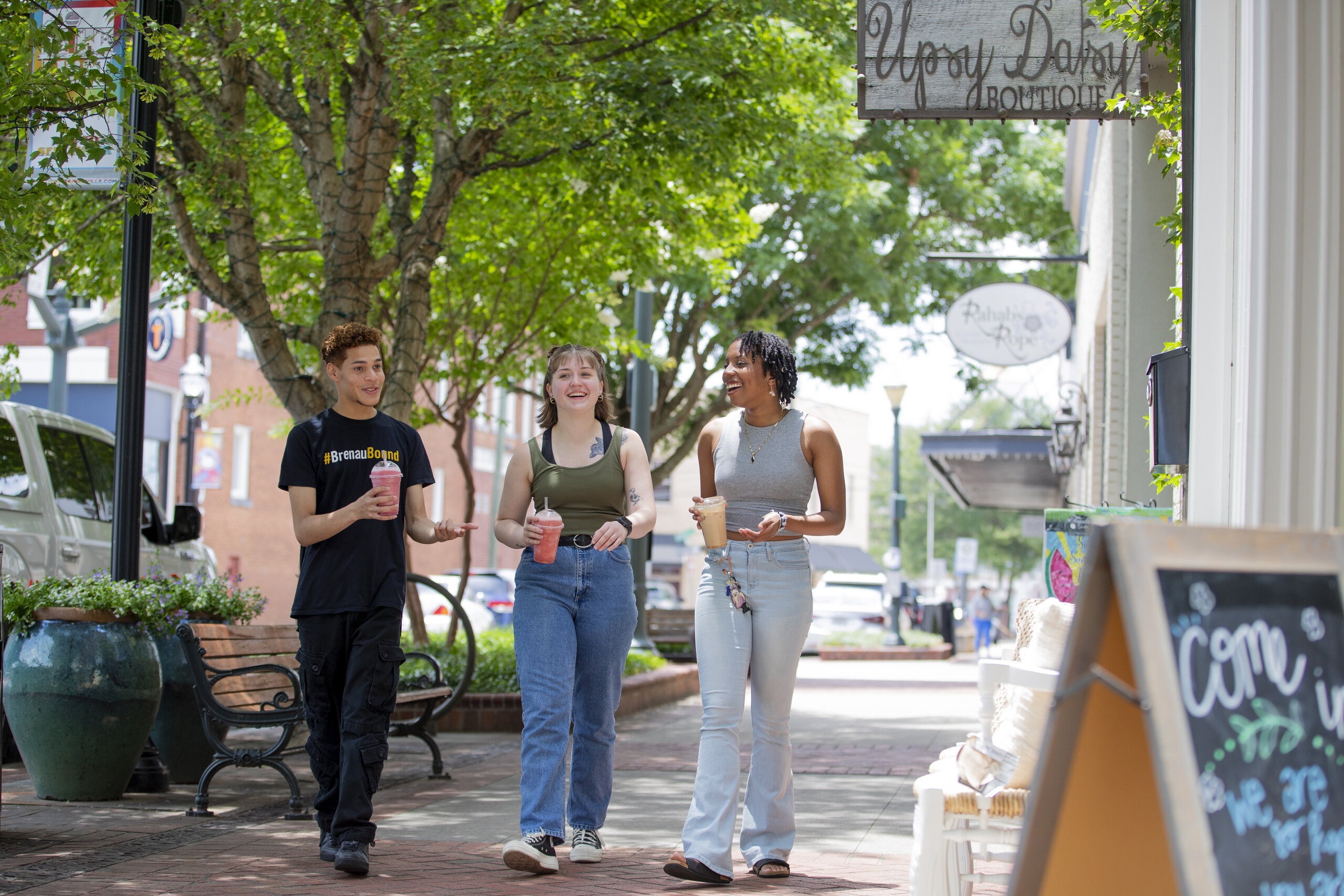 Students walking on the Square in downtown Gainesville