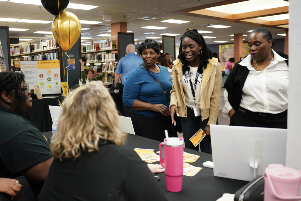 Students checking in