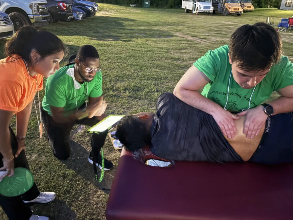 three PT students working in the evening