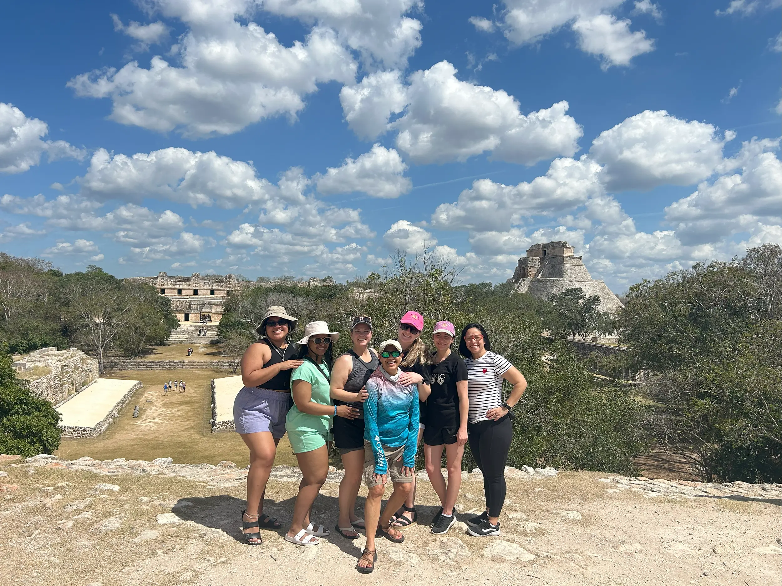 Students pose for a photo while they study abroad