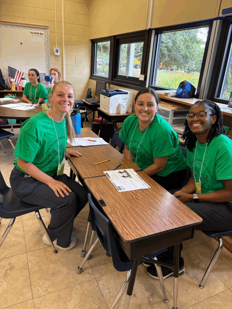 Education students in a classroom for child developmental services