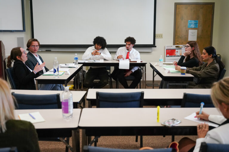 students participate in mock mediation
