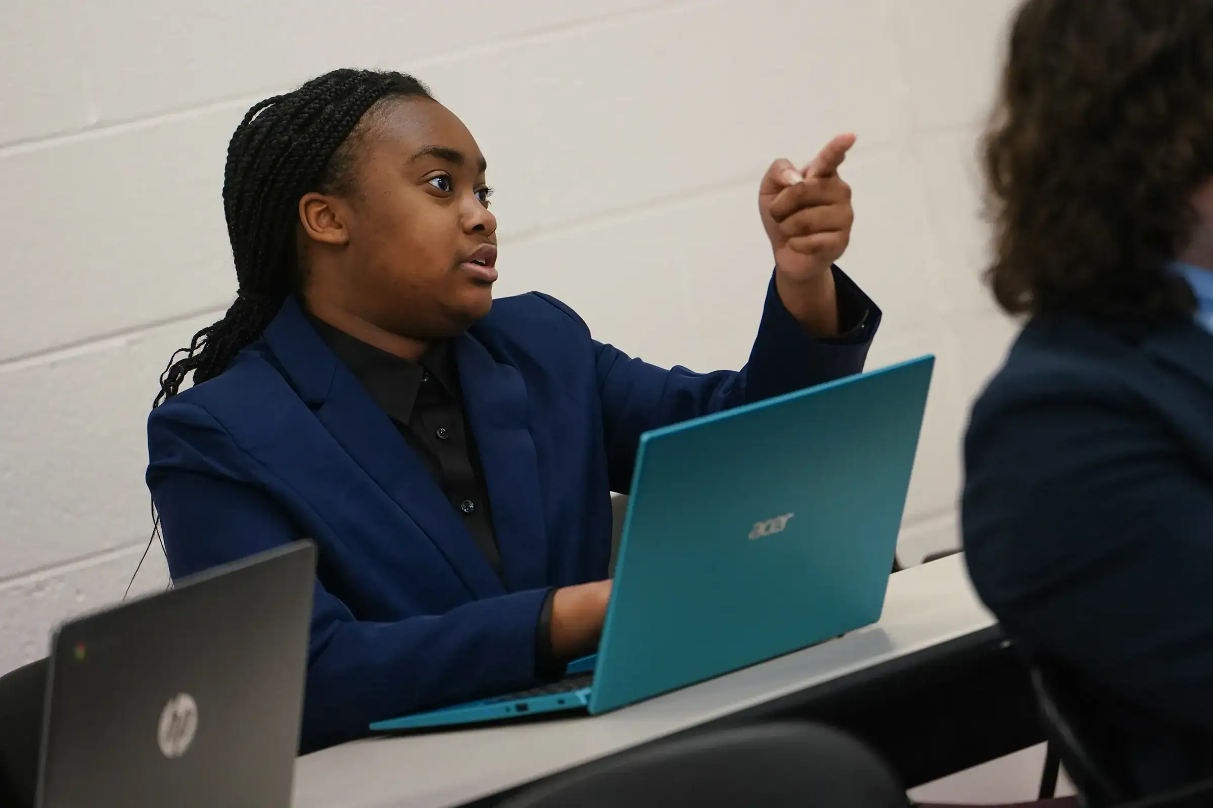Student answering a question