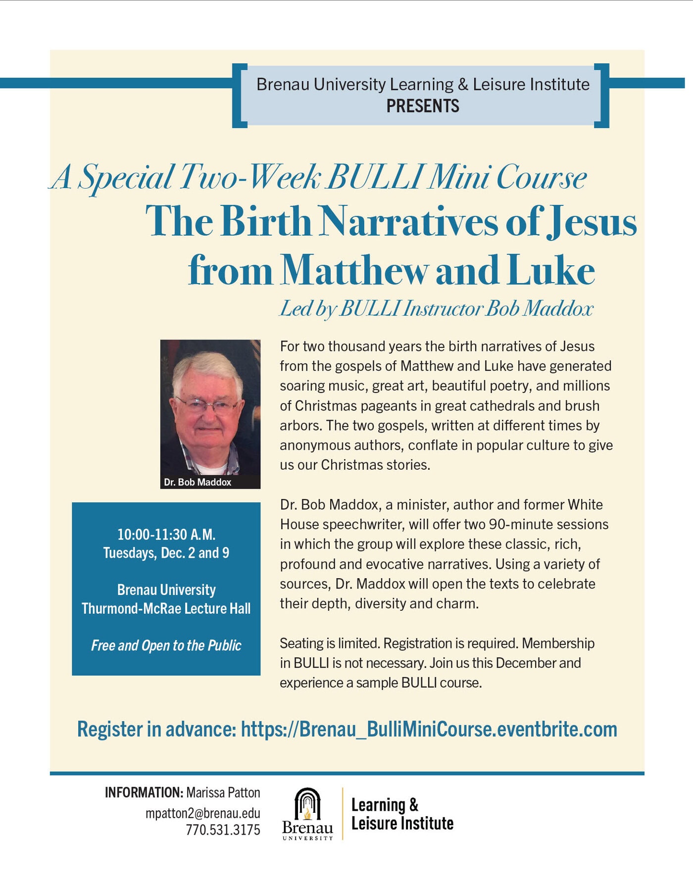BULLI Mini Course The Birth Narratives of Jesus from Matthew and Luke