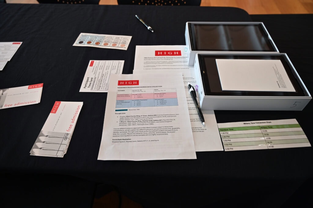 Accessible campus event registration materials at Brenau University in Georgia.