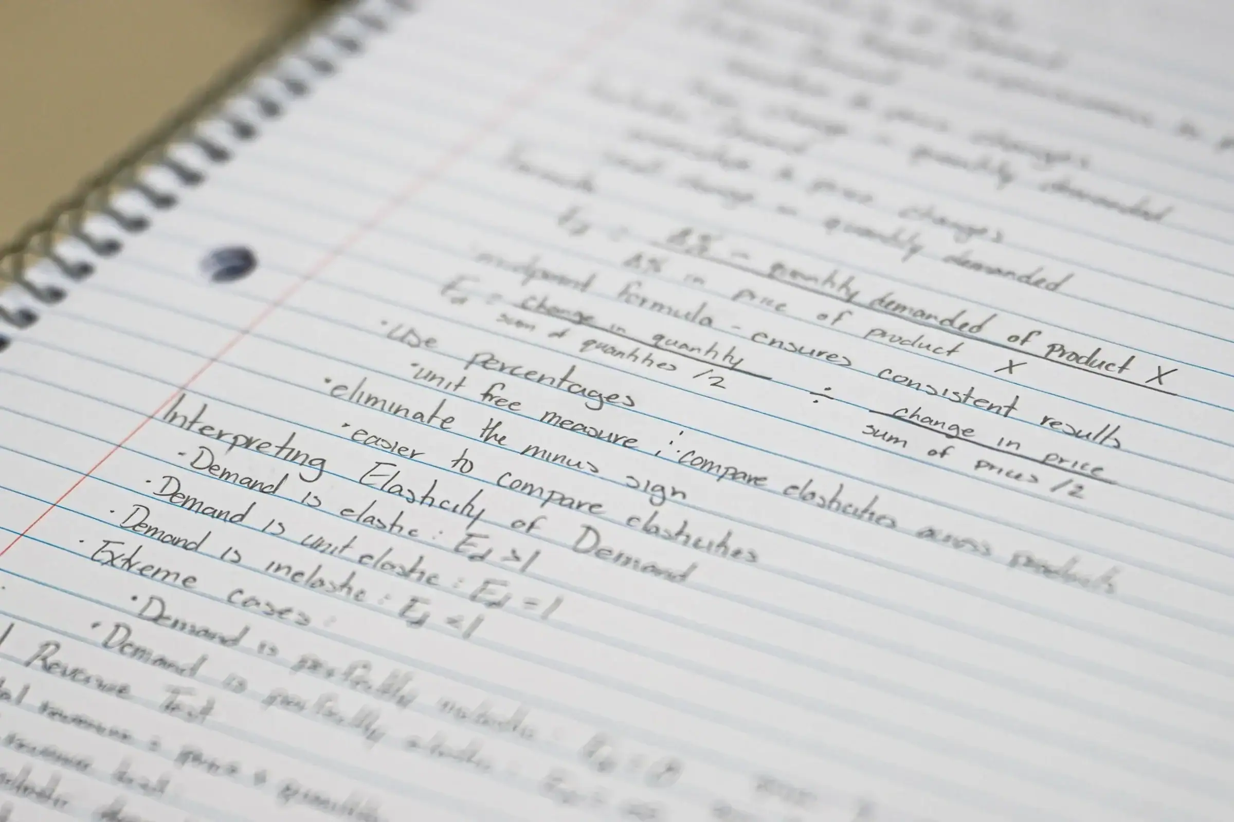 a students classroom notes on finance