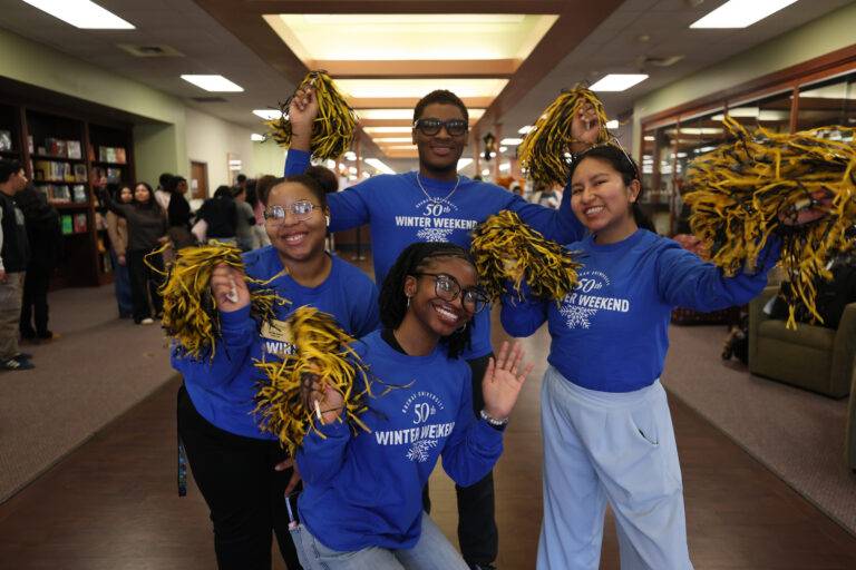 winter weekend guides with pom poms