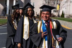 Three students on graduation day