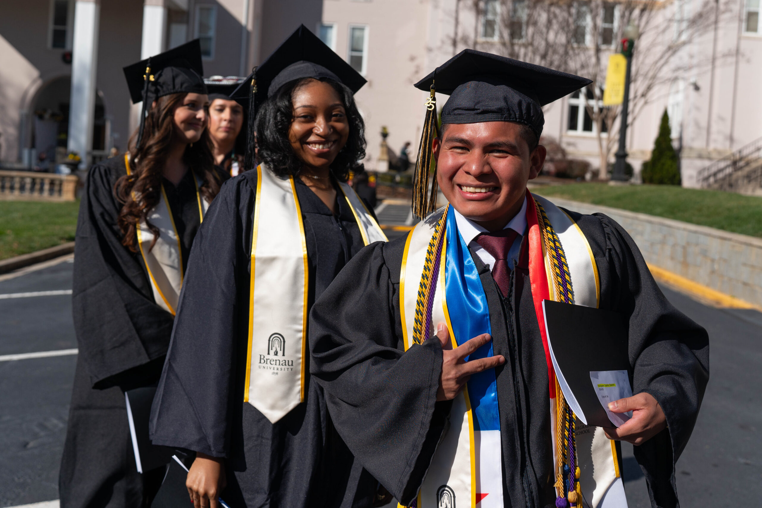 Three students on graduation day