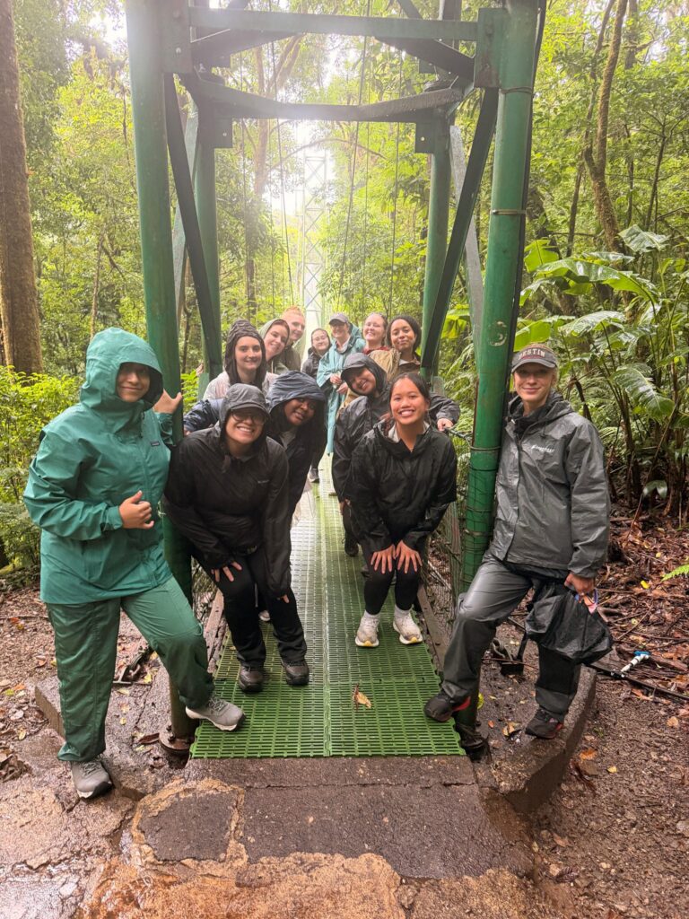 students on bridge