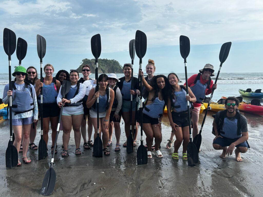 students kayak in Costa rica