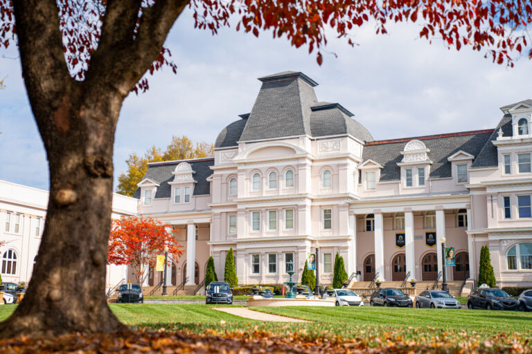 college campus in fall