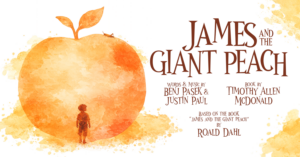 Picture of a peach and a little boy, with words 
